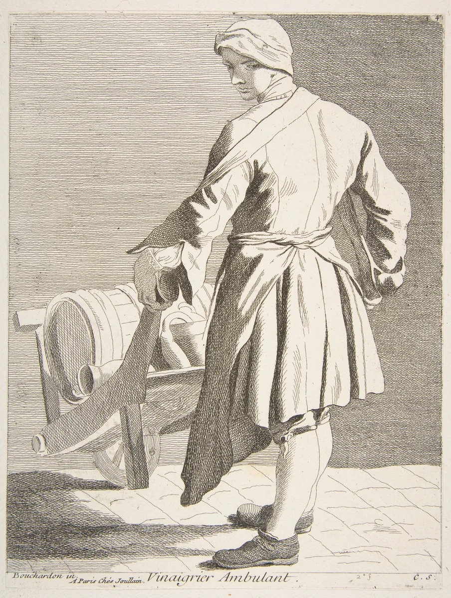 Wandering Vinegar Seller by Anne Claude Philippe de Tubières, print, 1738