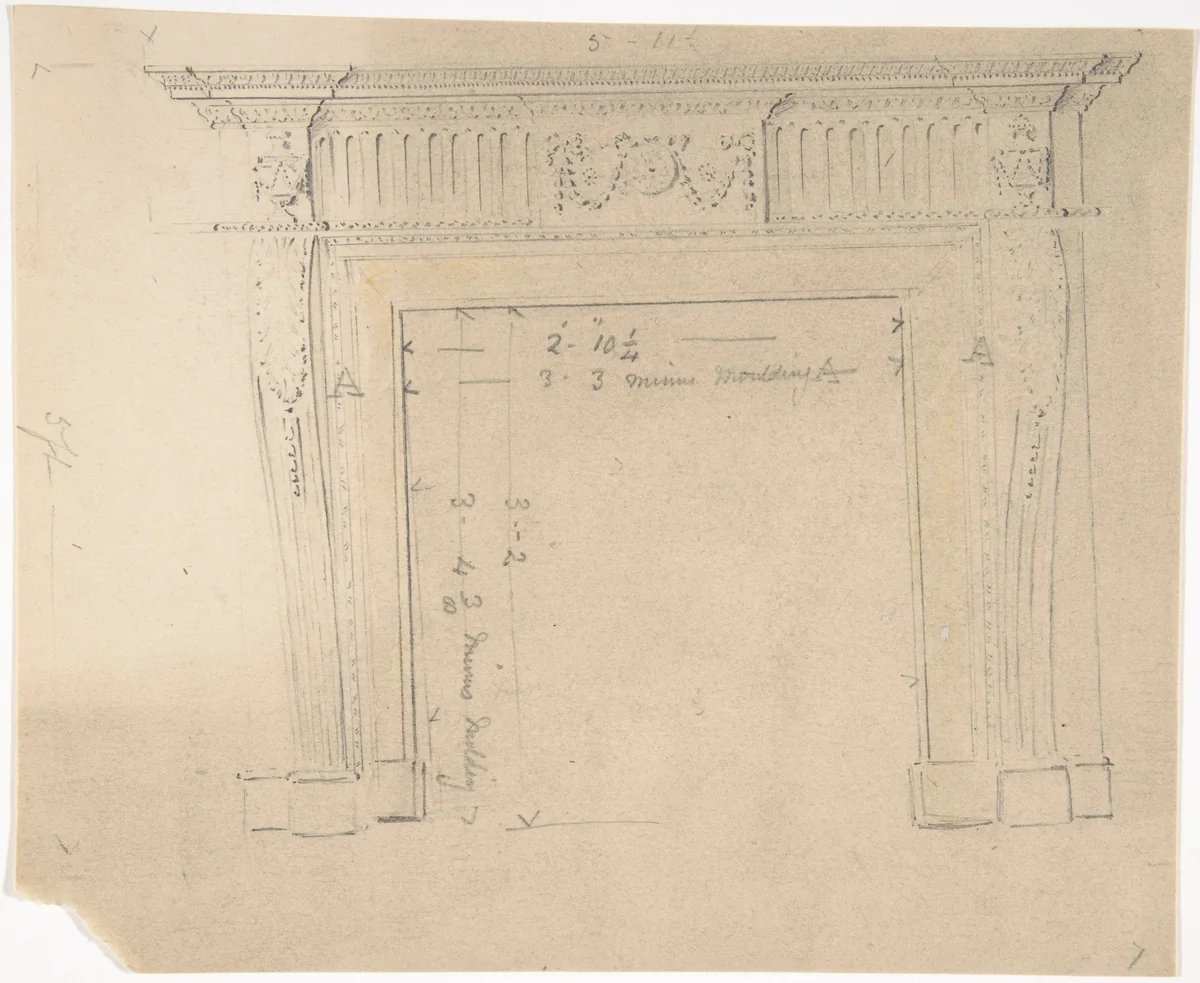 Design for a Fireplace by anonymous, drawing, 1800-1850
