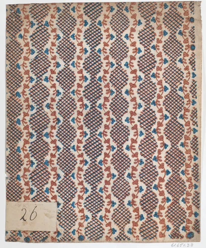 Sheet with overall vine and criss-cross pattern by anonymous, print, 1775-1875