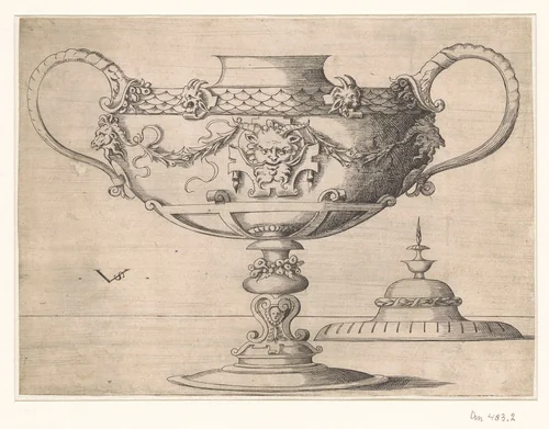 Ontwerp voor een kruik en een deksel by Unknown, print, 1524-1562