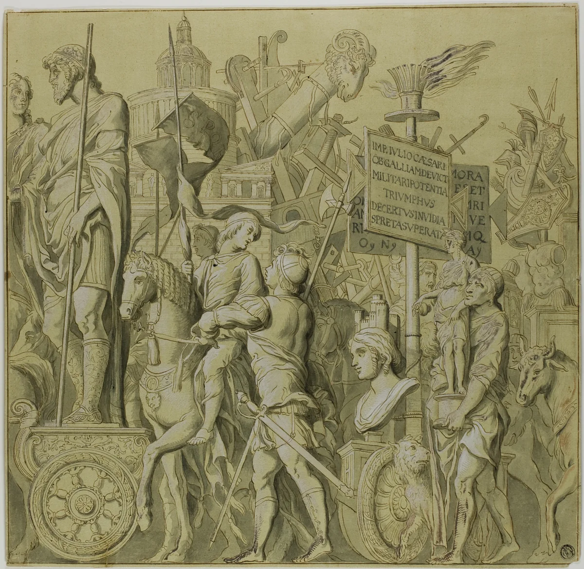 Triumphs of Julius Caesar: Canvas No. II by Andrea Mantegna, drawing, 1700-1799