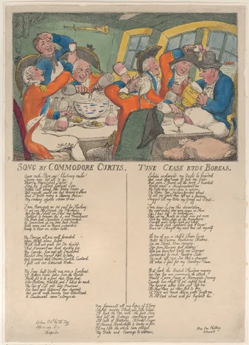 Song by Commodore Curtis. Tune Cease Rude Boreas. by Thomas Rowlandson, print, 1809