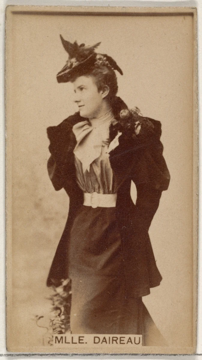 Mlle. Daireaux, from the Actors and Actresses series (N45, Type 8) for Virginia Brights Cigarettes by Allen & Ginter, photograph, 1885-1891
