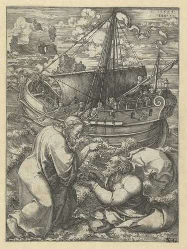 Redding van Petrus door Christus by Unknown, print, 1525