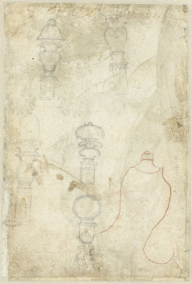 Schetsen van knoppen by Unknown, drawing, 1510-1564