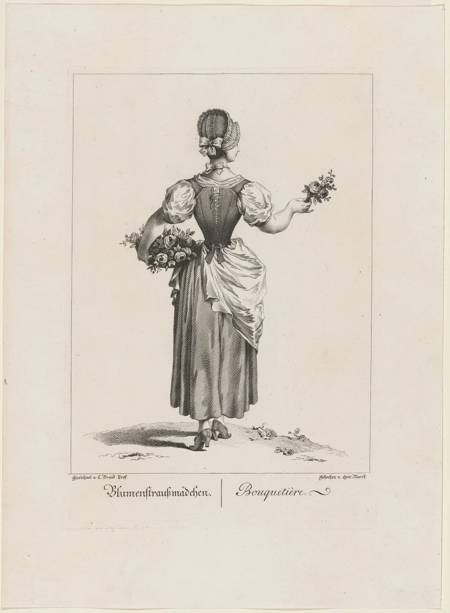 Blumenstraussmädchen (Flower Seller) by Johann Christian Brand, print, 1775
