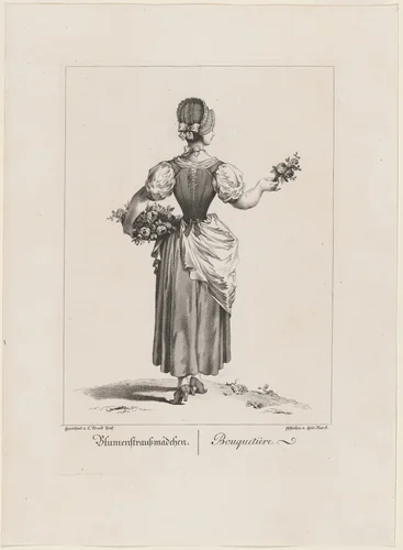 Blumenstraussmädchen (Flower Seller) by Johann Christian Brand, print, 1775