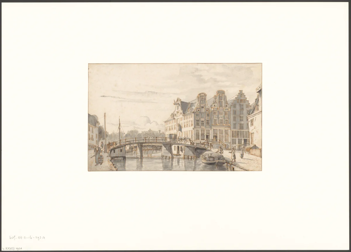 Gezicht op de Leprozengracht by Gerrit Lamberts, drawing, 1786-1850
