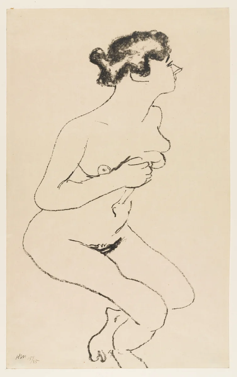 Crouching Nude in Profile with Black Hair (Nu accroupi, profil à la chevelure noire) by Henri Matisse, print, 1906