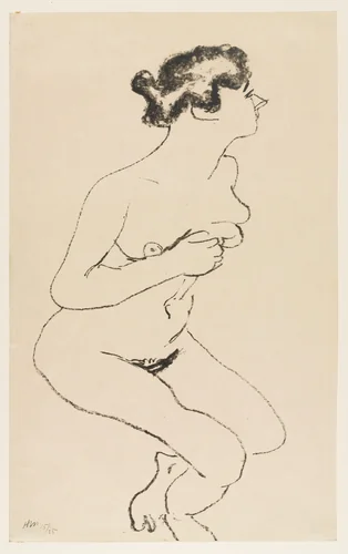Crouching Nude in Profile with Black Hair (Nu accroupi, profil à la chevelure noire) by Henri Matisse, print, 1906