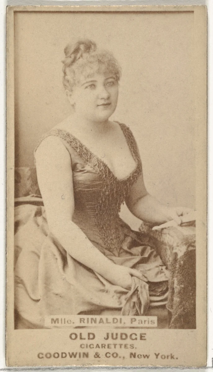Mlle. Rinaldi, Paris, from the Actors and Actresses series (N171) for Old Judge Cigarettes by Goodwin & Company, photograph, 1886-1890
