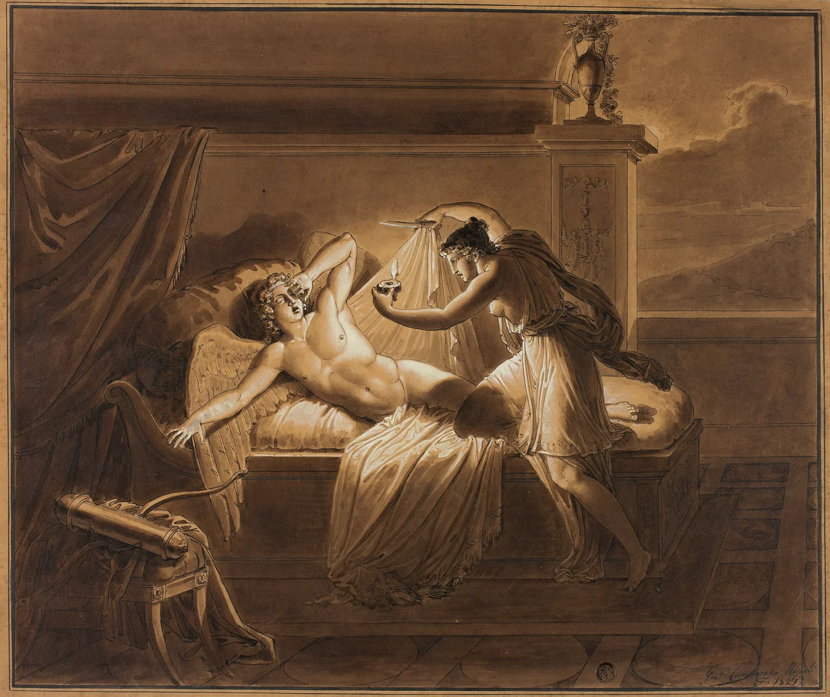 Cupid and Psyche by Giuseppe Cammarano, drawing, 1821
