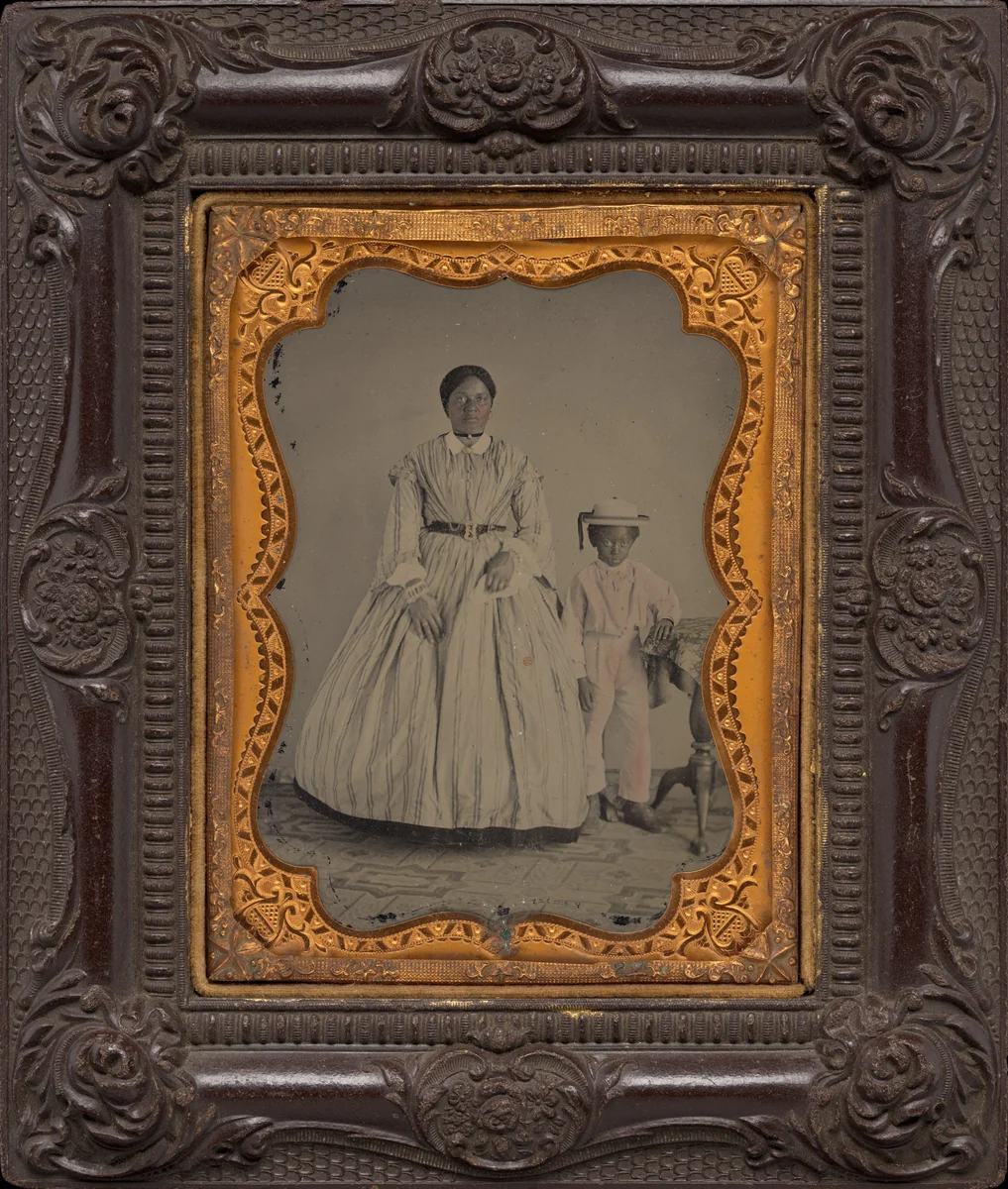 Portrait of a Woman and Boy by American 19th Century, photograph, 1857-1867