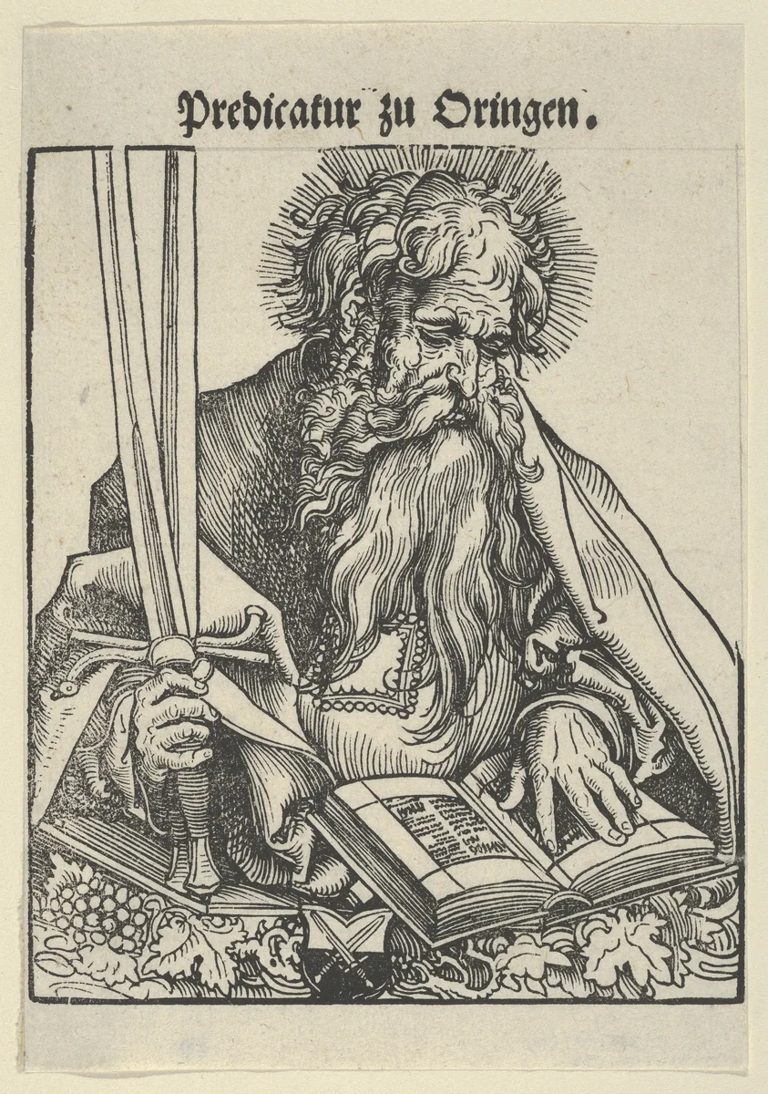 Bust of St. Paul, from the Wittenberg Reliquaries by Lucas Cranach, print, 1472-1553