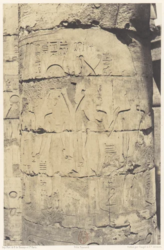 Karnak (Thèbes), Palais - Salle Hypostyle - Colonnade Centrale - Décoration d'un Fut by Félix Teynard, photograph, 1851-1852
