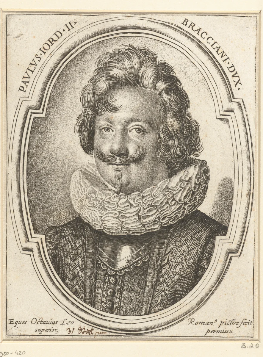 Portret van Paolo Giordano II Orsini, hertog van Bracciano by Unknown, print, 1588-1630