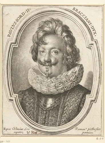 Portret van Paolo Giordano II Orsini, hertog van Bracciano by Unknown, print, 1588-1630