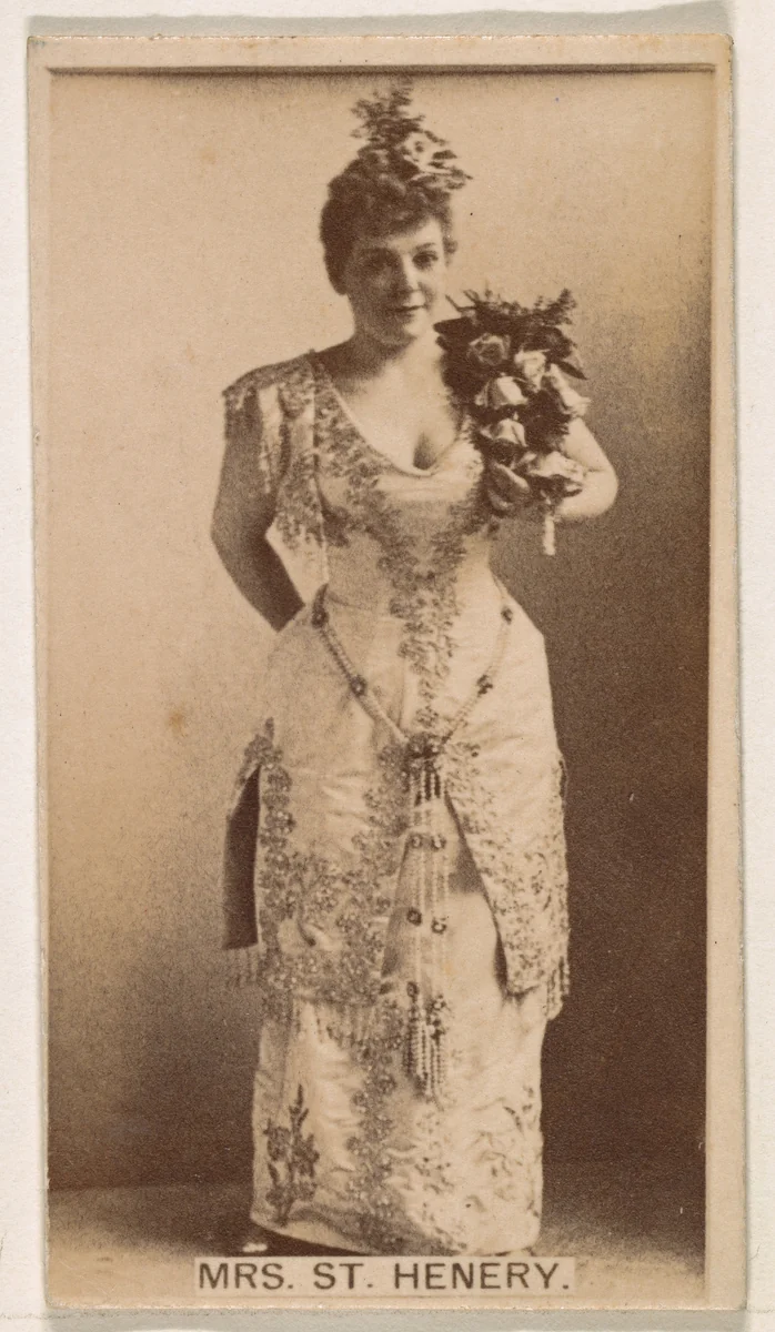 Mrs. St. Henery, from the Actresses series (N245) issued by Kinney Brothers to promote Sweet Caporal Cigarettes by Kinney Brothers Tobacco Company, photograph, 1890