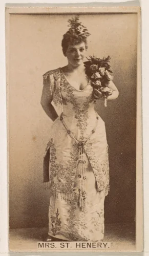 Mrs. St. Henery, from the Actresses series (N245) issued by Kinney Brothers to promote Sweet Caporal Cigarettes by Kinney Brothers Tobacco Company, photograph, 1890