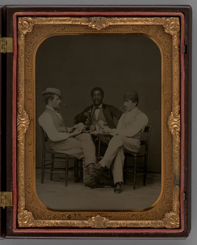 Untitled (Three Men Playing Cards) by Unknown maker, other, 1865
