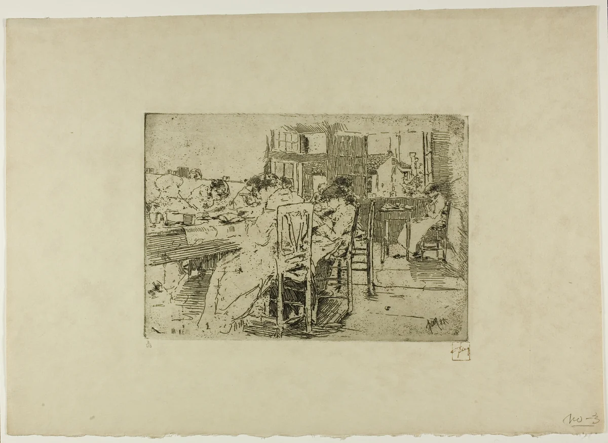 Untitled (Girls Saying Grace) by Robert Frederick Blum, print, 1885