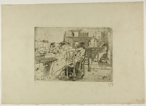 Untitled (Girls Saying Grace) by Robert Frederick Blum, print, 1885