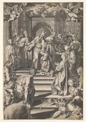 Presentatie van Maria in de tempel by Unknown, print, 1572-1622