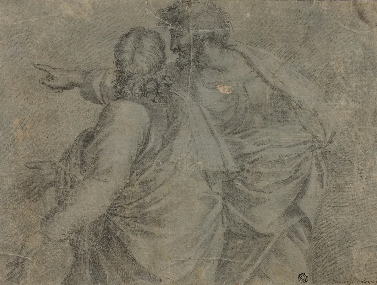 Two Men Conversing and Gesturing by Raffaello Sanzio, drawing, 1700-1799