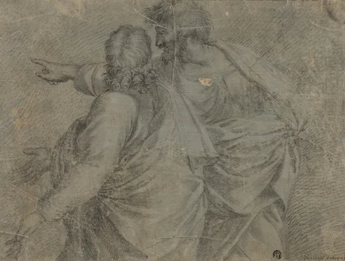 Two Men Conversing and Gesturing by Raffaello Sanzio, drawing, 1700-1799
