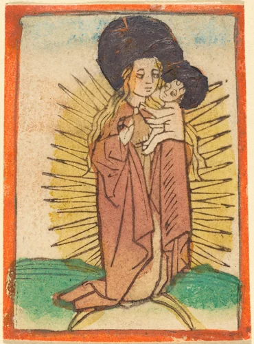 Madonna and Child in a Glory Standing on a Crescent Moon by German 15th Century, print, 1470