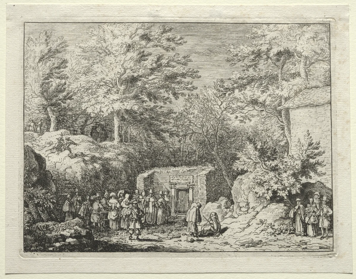 Four Springs in and around Spa: The Fourth Spring, The Spring at Sauvenière by Allart van Everdingen, print, 1645-1665