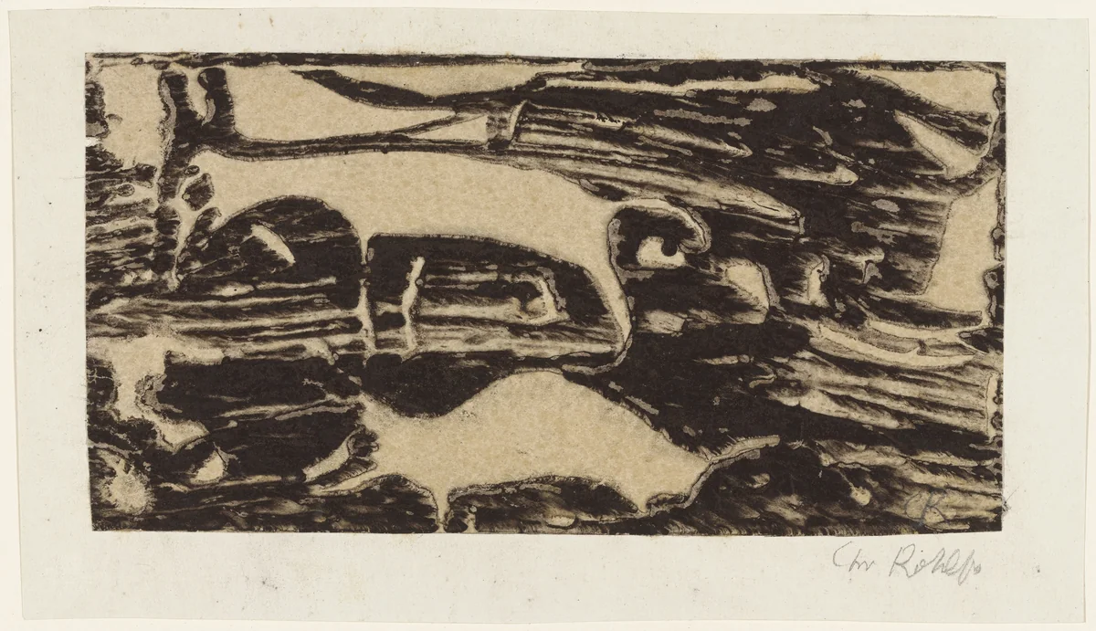 Animals in the Pasture (Tiere auf der Weide) by Christian Rohlfs, print, 1921