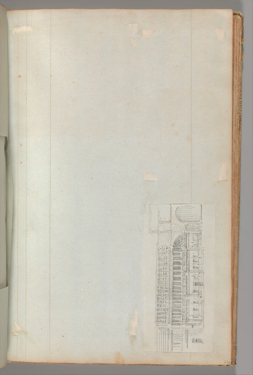 Page from a Scrapbook containing Drawings and Several Prints of Architecture, Interiors, Furniture and Other Objects by Charles Percier, book, 1795-1805