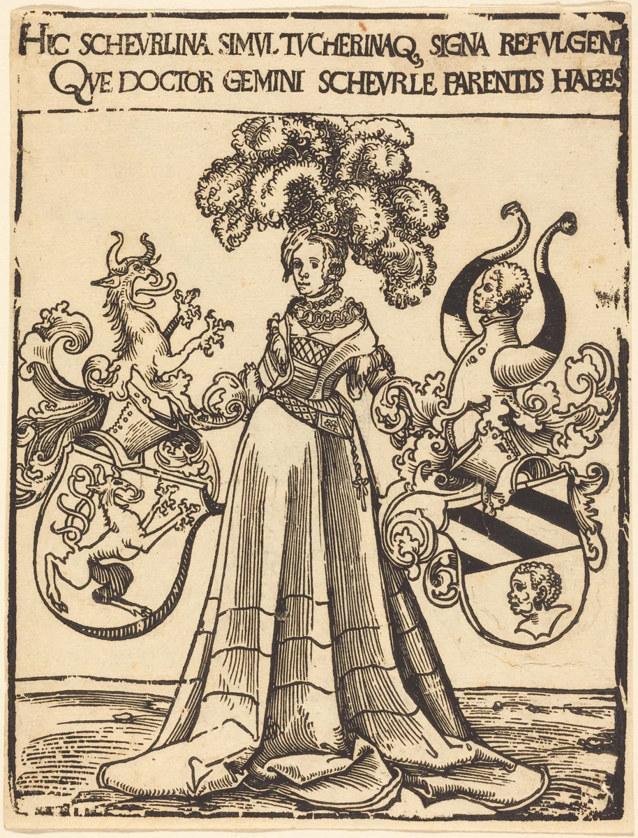 Bookplate of Scheurl and Tucher by Lucas Cranach, print, 1472-1553