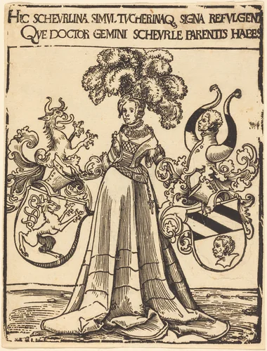 Bookplate of Scheurl and Tucher by Lucas Cranach, print, 1472-1553