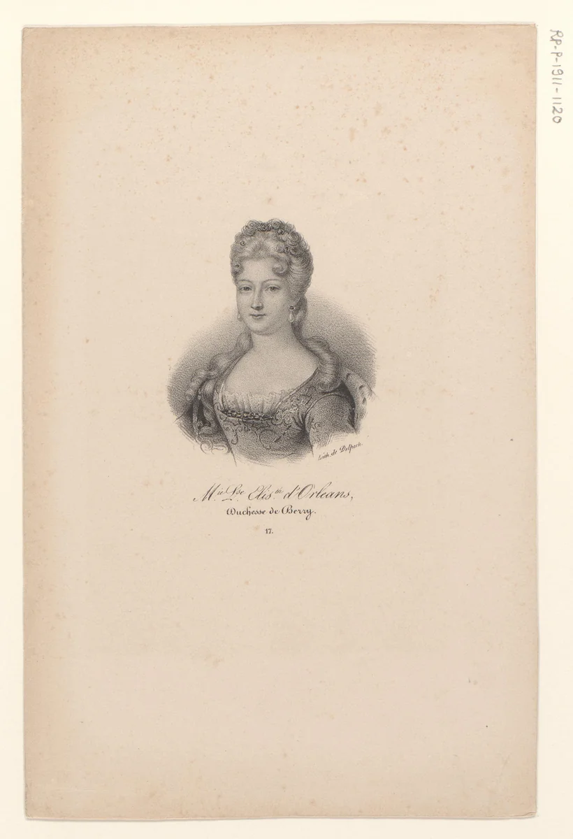 Portret van Marie Louise Elisabeth van Orléans by anonymous, print, 1818-1842