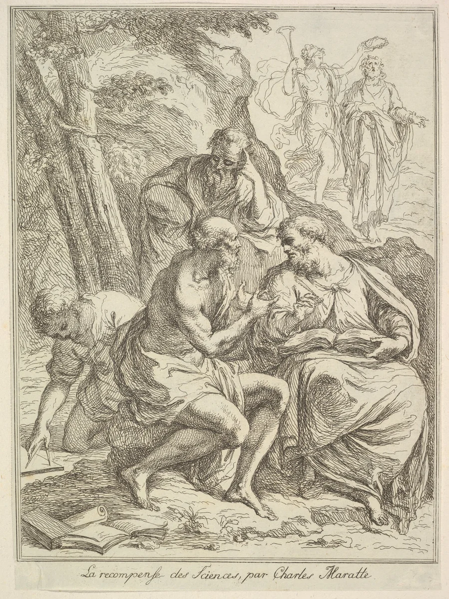 La recompense des Sciences by Carlo Maratti, print, 1640-1713