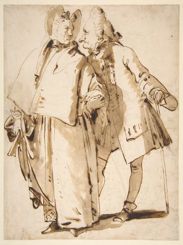 Caricature: An Elderly Couple by Giovanni Battista Tiepolo, drawing, 1696-1770