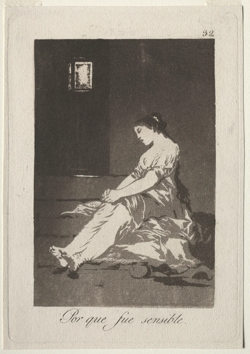 Because She Was Susceptible, Plate 32 by Francisco de Goya, print, 1799
