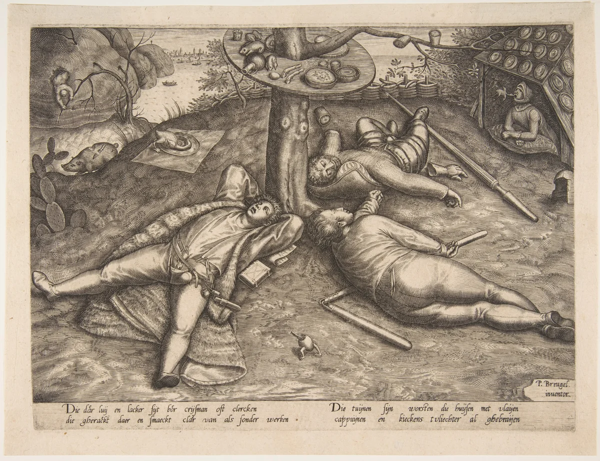 The Land of Cockaigne by Pieter van der Heyden, print, 1570