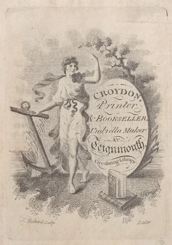 Trade Card for Croydon, Printer, Bookseller, and Umbrella Maker by T. Rickard, print, 1800-1900