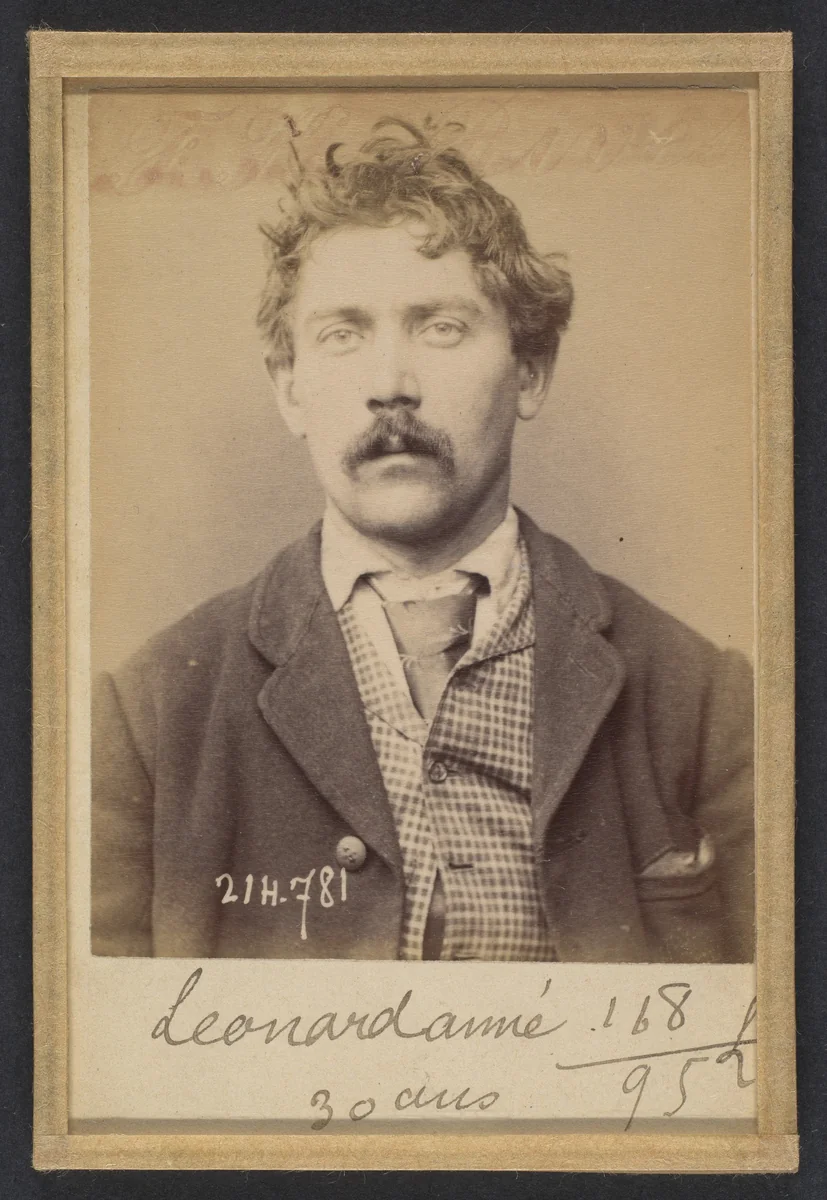 Léonard. Aimé. 30 ans, né à Chalonné/s/Loire (Maine & Loire). Mineur ou gazier. Anarchiste. 27/2/94. by Alphonse Bertillon, photograph, 1894