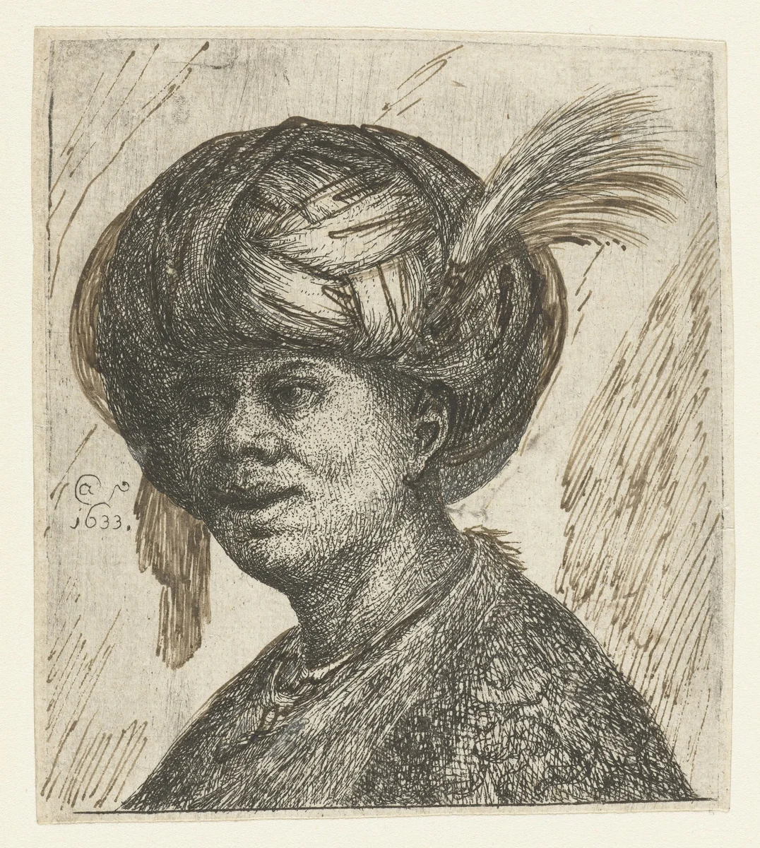 Buste van een koning met tulband by anonymous, print, 1633