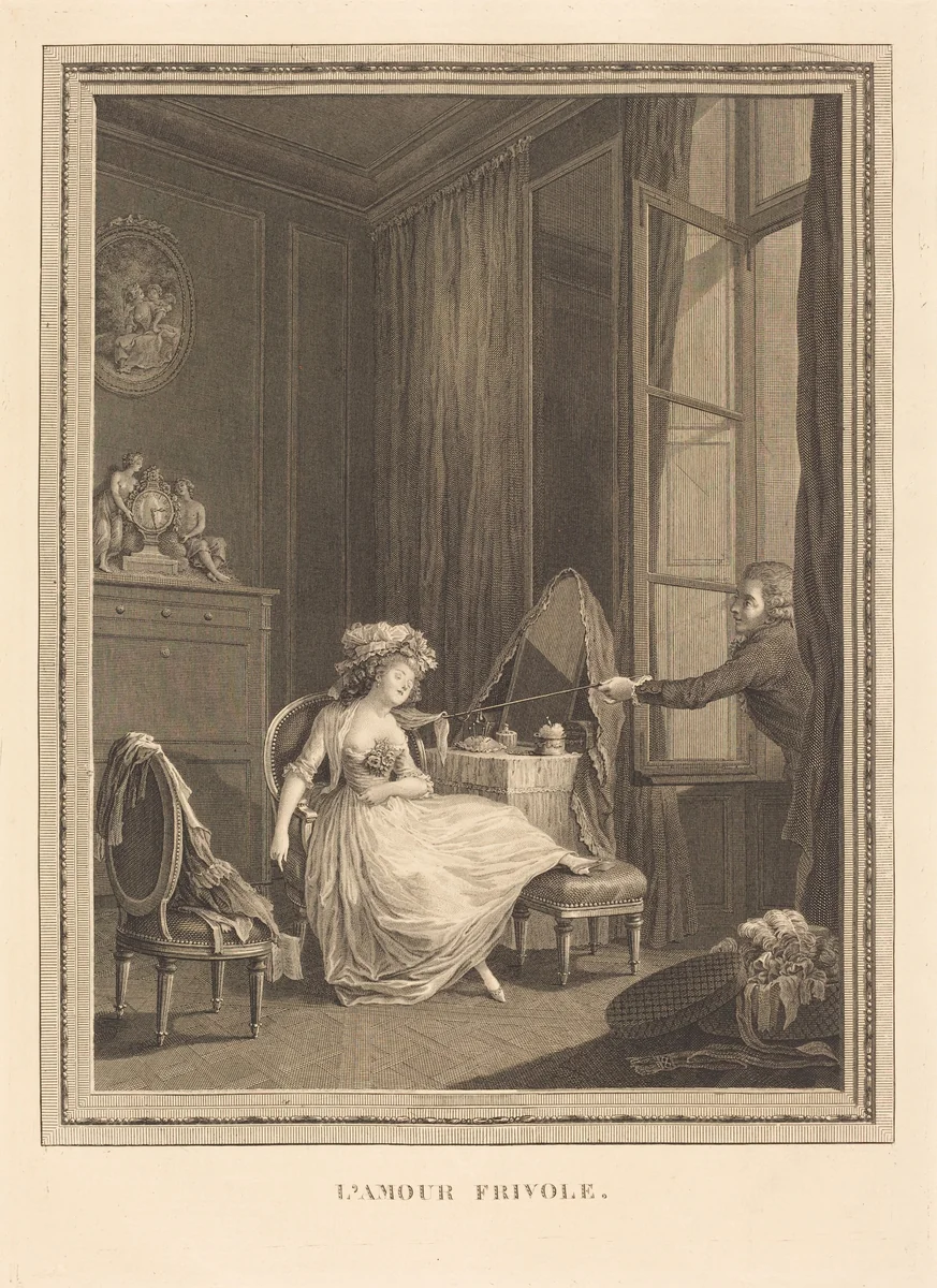 L'amour frivole by Jacques-Firmin Beauvarlet; Pierre-Antoine Baudouin, print, 1731-1797