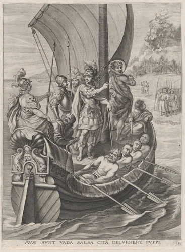 Plate 14: Ferdinand on a voyage with the Argonauts; from Guillielmus Becanus's 'Serenissimi Principis Ferdinandi, Hispaniarum Infantis...' by Jacobus van Schoor, print, 1636