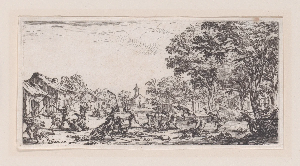 Le Revanche des Paysans (The Revenge of the Peasants), plate 5 from "Les Petites Misères de la Guerre" (The Little Miseries of War) by Jacques Callot, print, 1636