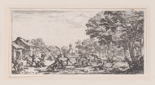 Le Revanche des Paysans (The Revenge of the Peasants), plate 5 from "Les Petites Misères de la Guerre" (The Little Miseries of War) by Jacques Callot, print, 1636