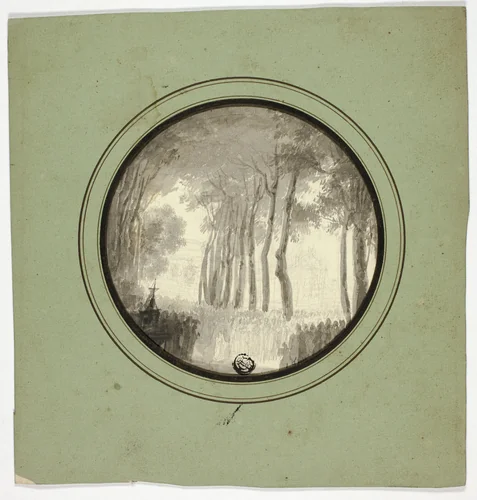 Religious Procession Under Trees by Unknown Artist, drawing, 1700-1799