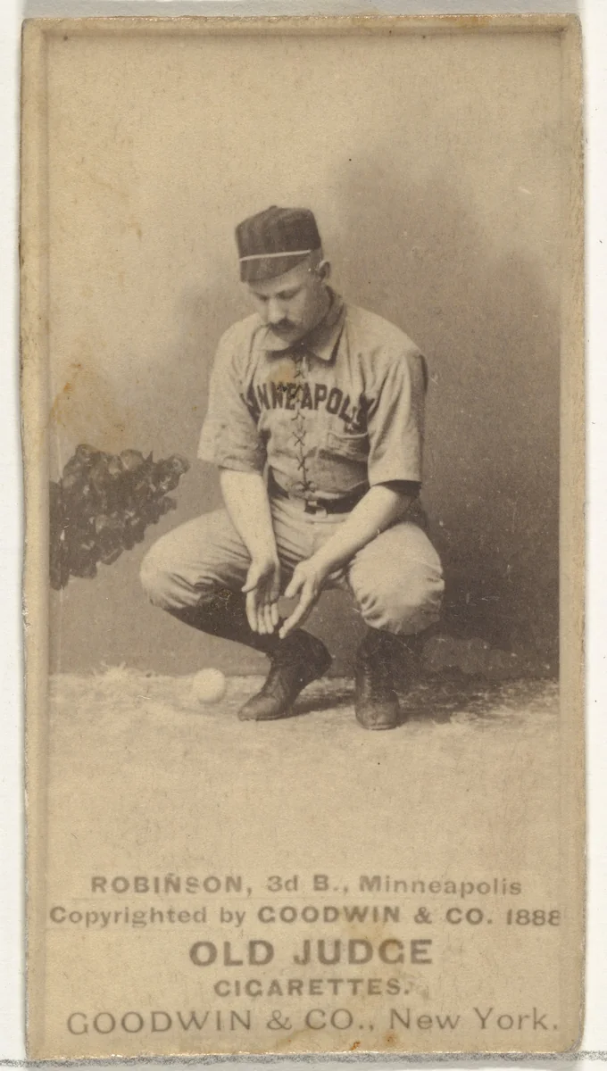 Myers C. Robinson, 3rd Base, Minneapolis, from the Old Judge series (N172) for Old Judge Cigarettes by Goodwin & Company, photograph, 1888