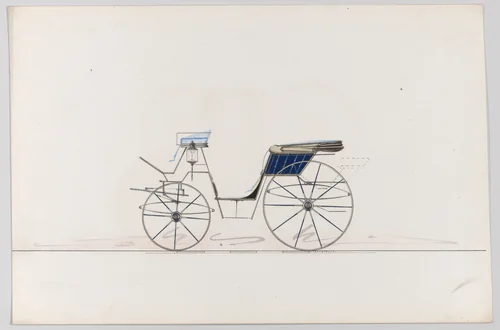 Design for Cabriolet Phaeton(unnumbered) by Brewster & Co., drawing, 1865-1875